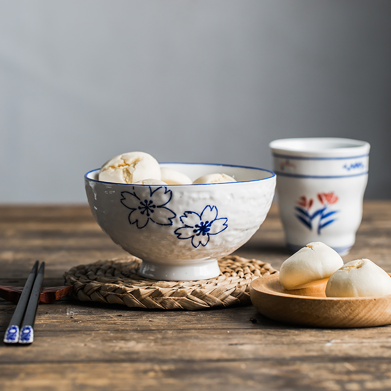 Japanese porcelain soul tall bowl hat to bowls and wind rainbow such use ceramic bowl household single eat bowl, small bowl of rice