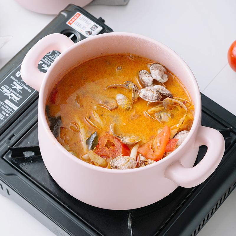 Porcelain soul ceramic marolon household single handle milk pot soup pot, non - stick cooking red baby milk consisting pan andcontrolling an earthenware pot