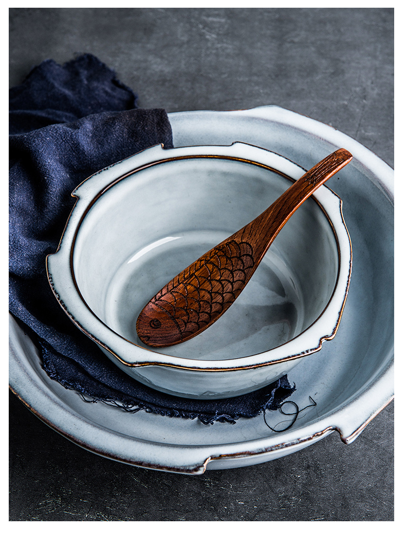 Spring ceramic tableware household noodles in soup bowl large irregular jobs creative type fish salad bowl individual