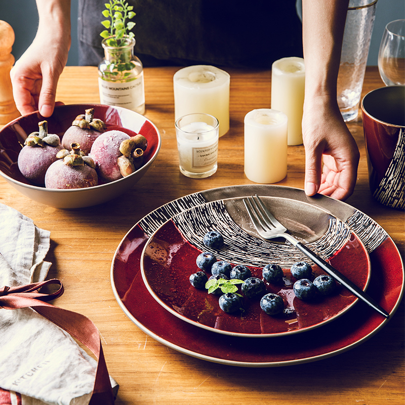 Creative spirit porcelain tableware ceramic disc beefsteak plate plate household breakfast dish plates mugs