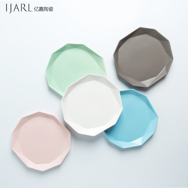 Porcelain soul creative geometric diamond, Korean steak plate western dessert plate ceramic tableware suit 0