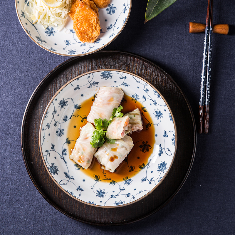 Porcelain soul plate ceramic Japanese - style meal dish dish fruit bowl deep dish creative move Korean tableware disc plate