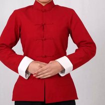 Old rough cloth Chinese Tang dress womens coat Hanfu improved spring and autumn and Winter pure cotton national style womens clothing plate buckle top