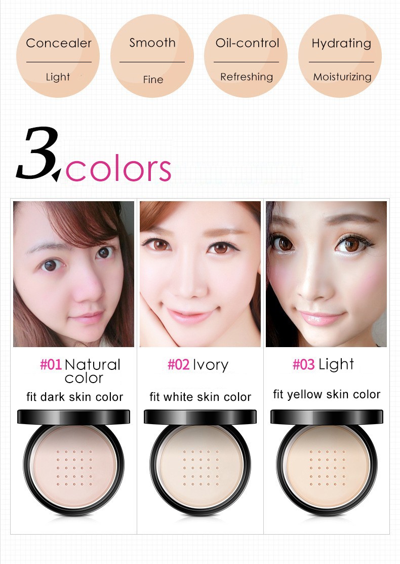 BIOAQUA Matte Loose Thiết lập kiểm soát dầu bột - Quyền lực phấn nền missha