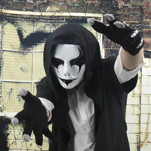 万圣节化妆舞会手绘白色鬼步舞面具男街舞面具恐怖面具鬼舞步面具