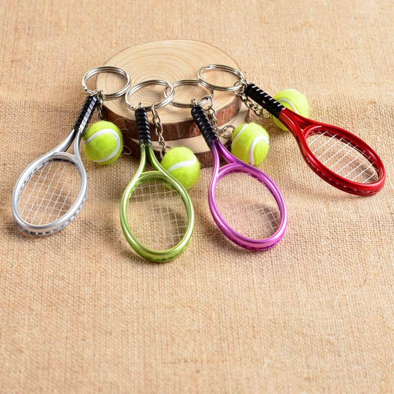 Tennis Racket Bag Pendant Plastic Mini Tennis Racket Keychain Trinket Sports Fan Souvenir School Gift