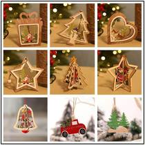  Christmas and New Year Decoration Wood pendant pendant Snowman Santa Boots Snowflake Fawn Christmas Tree decoration