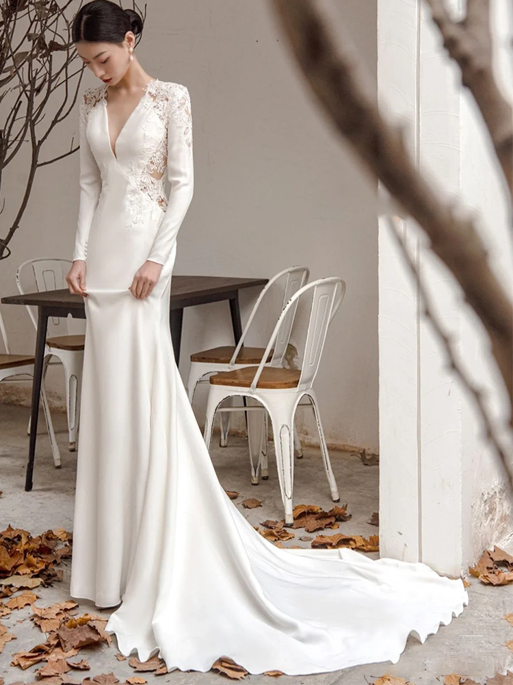 梵娜仙衣 White advanced summer wedding dress for bride, french style, 