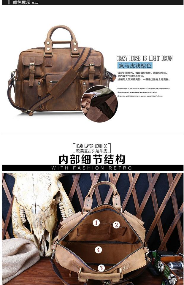 Túi xách nam da retro túi du lịch công suất lớn đeo chéo du lịch kinh doanh Baotou lớp da bò túi đa vai - Túi du lịch túi đựng quần áo du lịch nữ