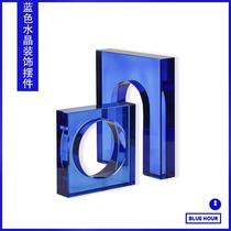 BLUE minimalist creative blue Ornament Crystal Geometric Pendulum-like Room Book Room Light Extravagant desktop Soft decorations