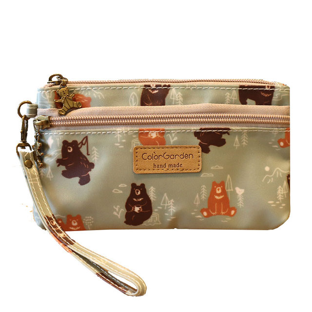 ກາຕູນເກົາຫຼີງາມນ້ໍາ Oxford ຜ້າ coin purse clutch bag wallet double zipper mobile phone bag hand bag