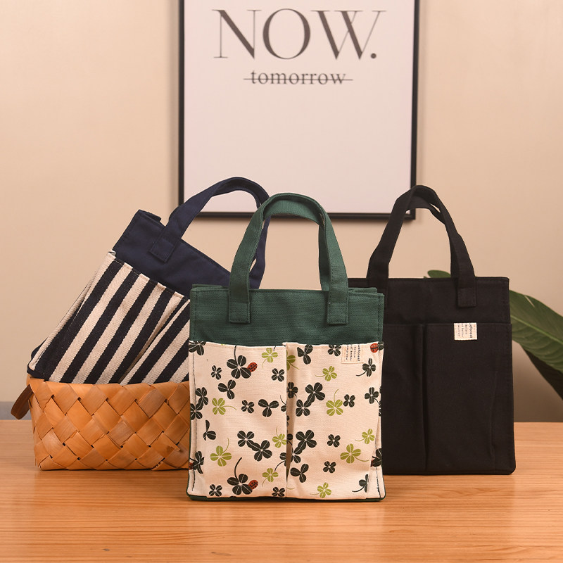 Bento bag Japanese striped canvas bento bag small bag to work with rice bag bento bag portable