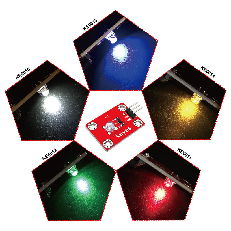 草帽LED发光传感器模块红黄蓝绿白五色可选 适用arduino microbit