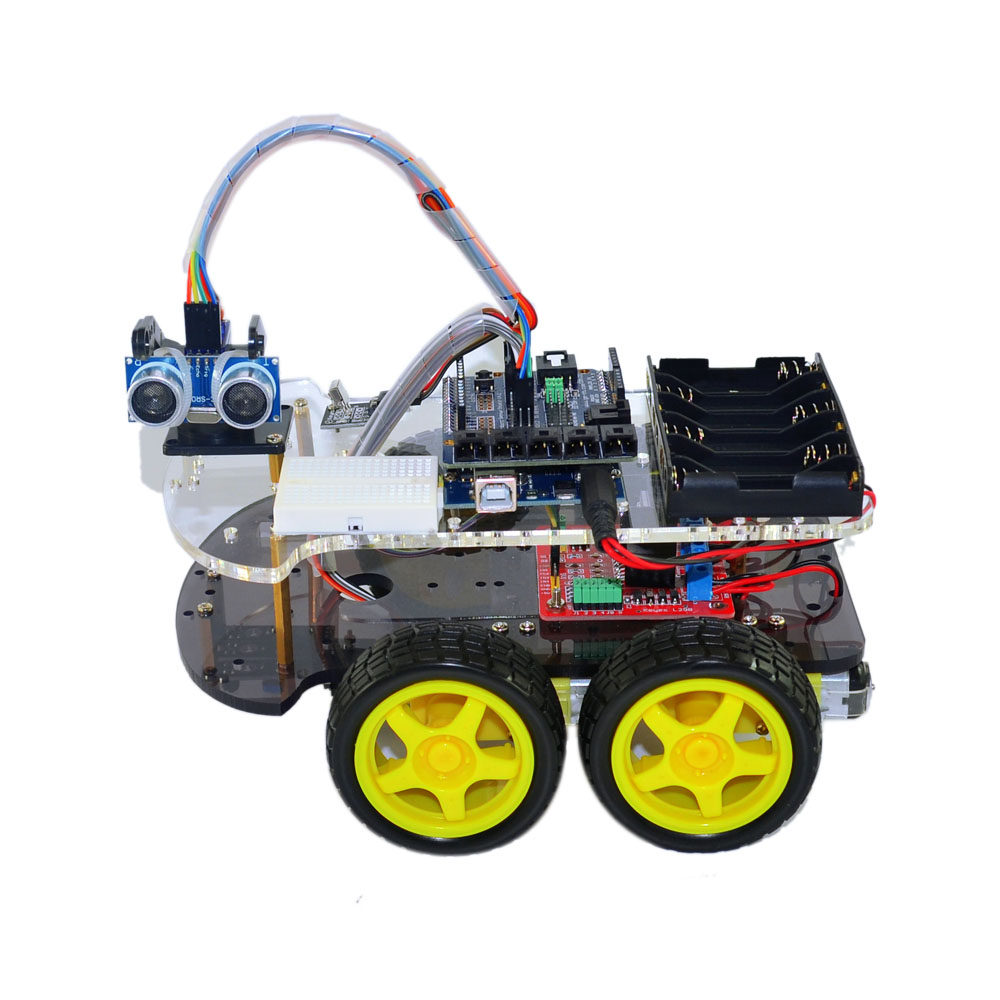 高级智能车 寻迹避障防跌 遥控四合一 DIY学习自走车 适用Arduino