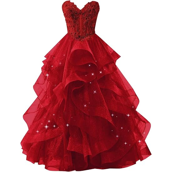 Foreign Trade Embroidered Heavy-Duty Ruffled Red Evening Dress for Women, Elegant Princess Style with Large Skirt, Performance Dress, Hostess Gown Foreign Trade Embroidered Heavy-Duty Ruffled Red Evening Dress for Women, Elegant Princess Style with Large Skirt, Performance Dress, Hostess Gown