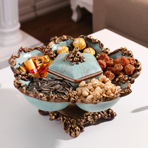 European-style household dried fruit plate grid with lid Creative American dried fruit box Candy melon seed snack plate living room fruit plate