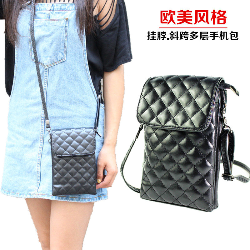 Classic Rhombus Diagonal Satchel Small Scent Wind Mini ipone6S Plus Hang Neck Big Screen Phone Zero Money Bag Bag