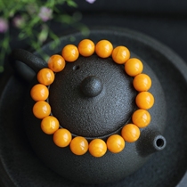 Shangshi Qingling natural beeswax handstring single ring jujube red chicken oil yellow old beeswax bracelet round beads Amber womens model