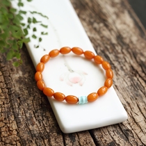 Shangshi Qingling natural amber beeswax chicken oil yellow old beeswax Jube beads drum beads bracelet hand string Female Original