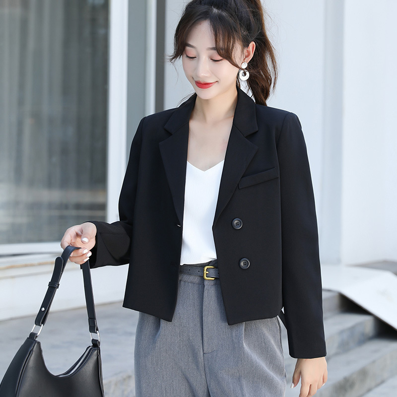 Petite Black Long-Sleeved Blazer for Women, 2025 Spring and Autumn New Design, Niche Professional Short Top Petite Black Long-Sleeved Blazer for Women, 2025 Spring and Autumn New Design, Niche Professional Short Top