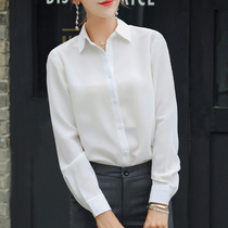 White shirt spring and summer professional fashion Western style formal work clothes Chiffon hanging temperament lanky long sleeve shirt women