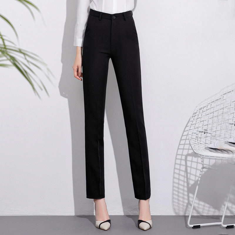 Pituality Fashion Loose Black slim straight cylinder High waist to work Career positive dress Working clothes Pants Western Pants Women Long Pants