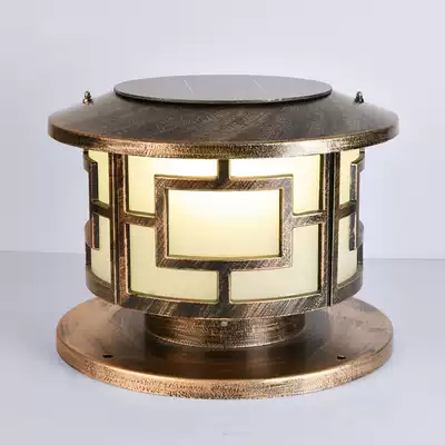 Round outdoor column headlight Solar waterproof wall door post light European villa balcony courtyard landscape door light