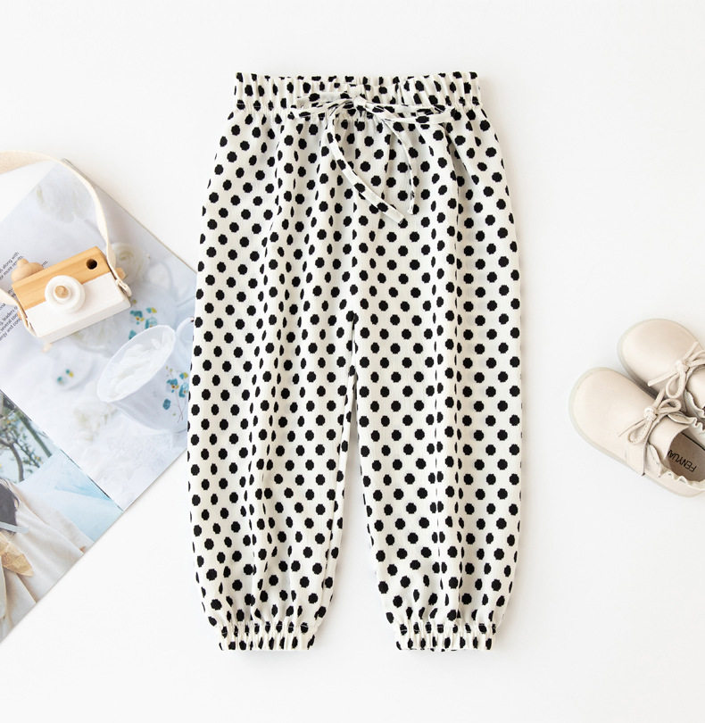 Girls late summer soft breathable chiffon anti-mosquito pants children's polka dot bloomers sunscreen trousers baby air-conditioning pants tide