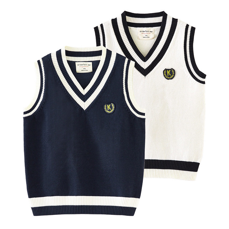 2023 Fall - Winter Boys and Girls College Wind - V knitting vest children in JK horse - clamp paternity tide