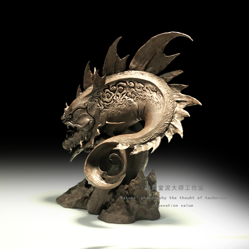 精巧美品 紫銅製 龍 横財 茶寵 文鎮 置物 国潮古铜实心铜器双鱼铜茶宠茶玩压纸镇纸可养茶拔搁置茶道摆件