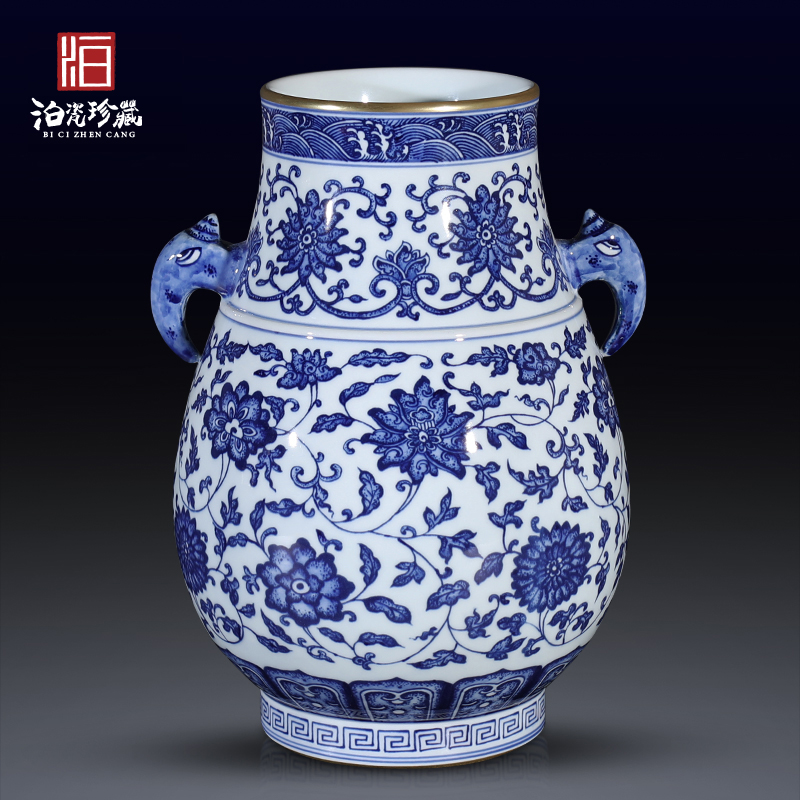 New Chinese style household vase antique blue and white porcelain in jingdezhen ceramics lily sitting room porch decoration furnishing articles