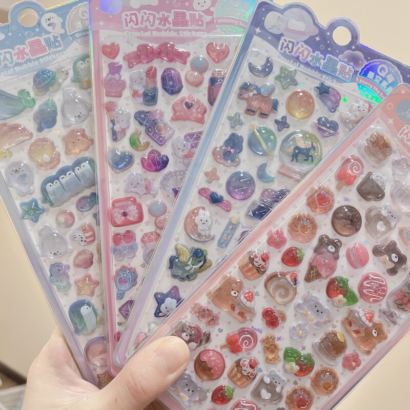Three-Dimensional Crystal Embossed Stickers Solid Hard Acrylic 3D Children's Cartoon Popular Cute Gem Unicorn Stickers