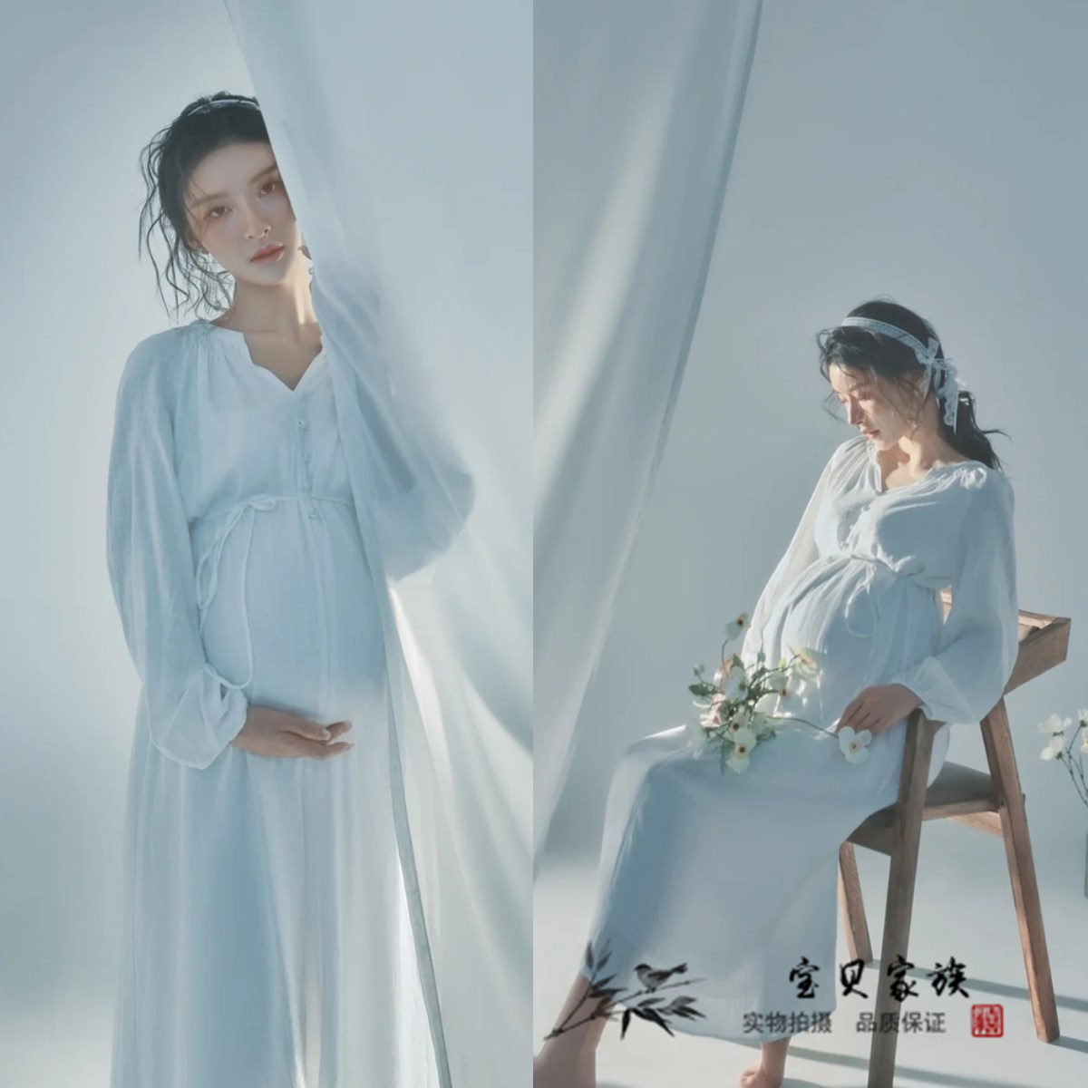 New Pregnant Woman Photo Costumes Movie WHITE SIMPLICITY MERITOCRATIC MERITOCRATIC PREGNANT WOMAN WITH DRESS BIG BELLY MOMMY PHOTOGRAPHY ART PHOTO-TAOBAO