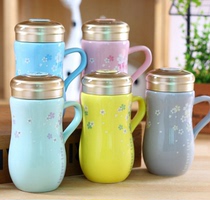 Refuse droplet cherry blossom word ceramic cup creative Cup with lid Mug Cup summer water Cup