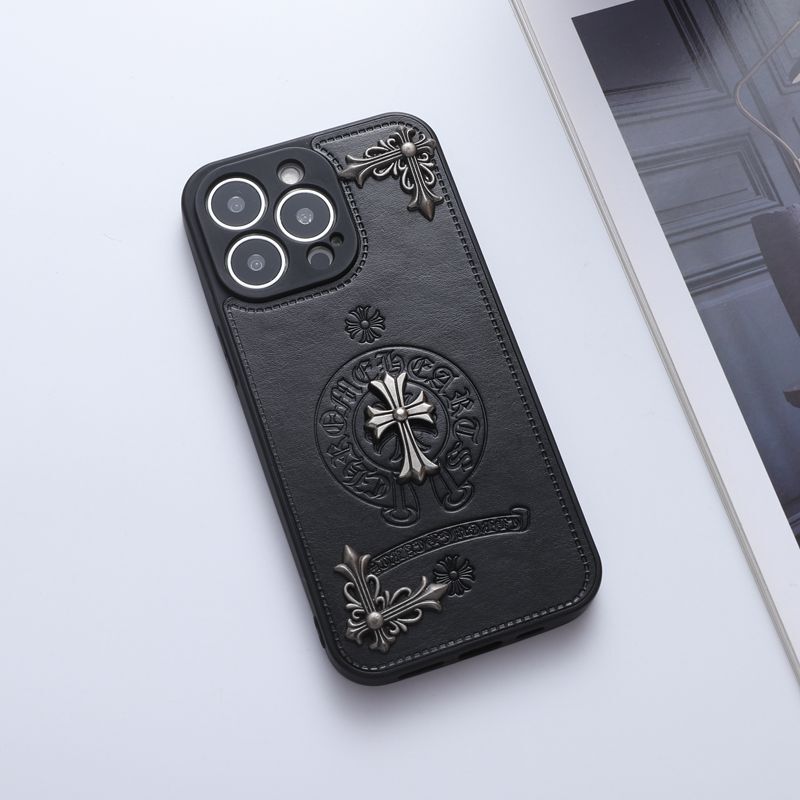 Suitable for Apple 15 Trendy Brand Chrome Hearts Phone Case Cross-Shaped Case iPhone 15/16/17 Pro Max/Apple 16 Pro/14 Pro Max/Apple 13/13 Pro Max/12/11 Soft Case