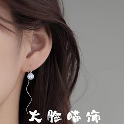925 스털링 실버 모방 진주 이어 라인 여성 기질 이어링 2025 새로운 트렌디 이어링 고급 틈새 신선한 귀걸이