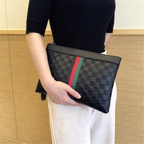 Trendy brand leather clutch bag 2021 new bag womens large capacity envelope bag high-end sense personality striped handbag