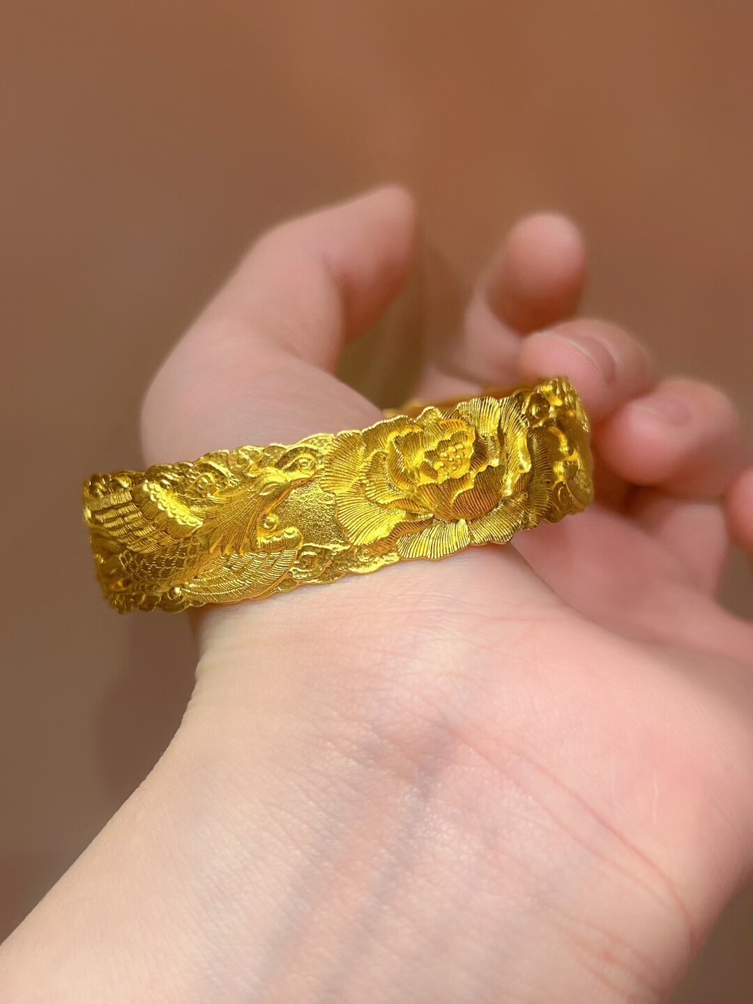 【创隆黄金】999足金古法錾刻双凤牡丹如意开口镯,传承千年之美,你值得拥有!-黄金镶钻手镯-淘宝好物网