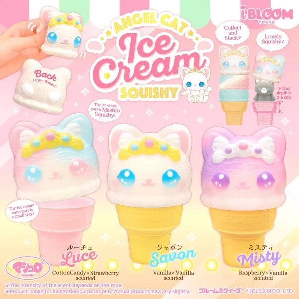 [in Stock] Slow Rebound Squishy Creative Stress Relief Toy Ibloom Angel Cat Ice Cream