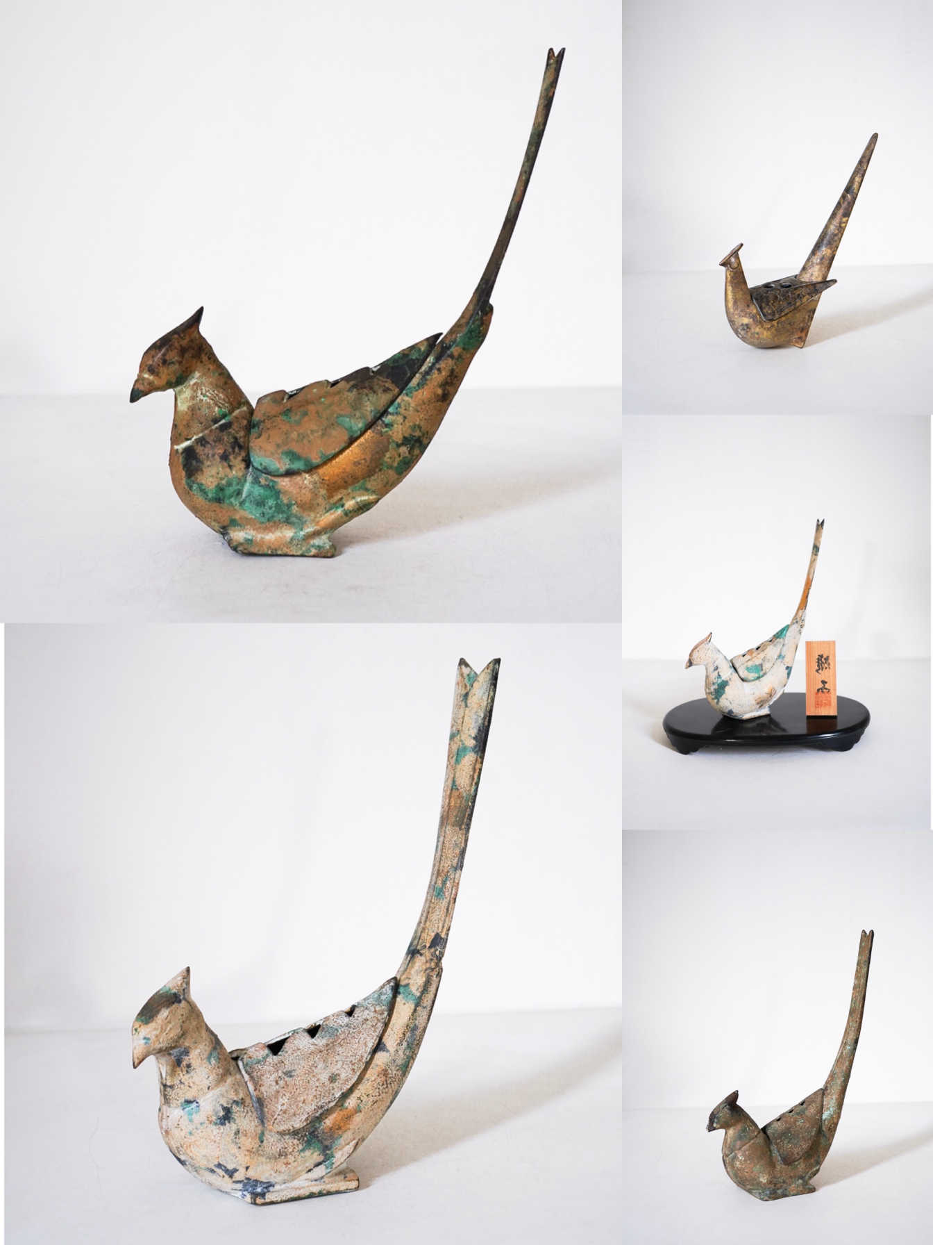 銅器 香炉 瑞獣双耳蓮葉蓮華香炉 仏堂供養炉 挿し香炉 香道具 工芸品 置物 双獅耳竹細工蓋薫香炉 铜香炉 茶道置物 香炉/香器『高岡銅器【