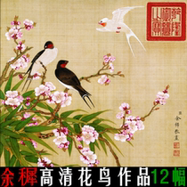 Qing Yu Yu Zhi fine pen flower and bird HD electronic version of the picture copy painting decorative painting material painting core 12