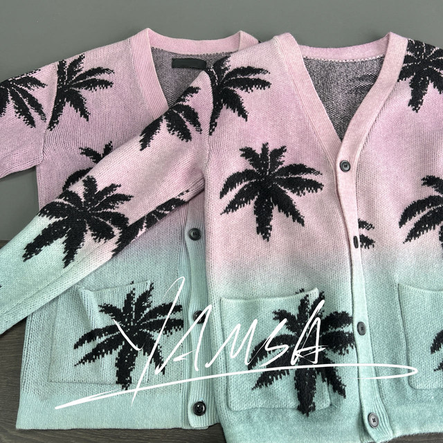 (ໃນສະຕັອກ) Yamsa's own original coconut cardigan sweater gradient high street design couple knitwear