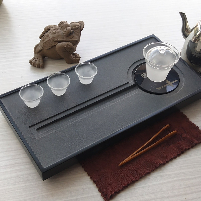 Small tea pan urkin stone natural whole large size stone tea sea simple tea table domestic single layer tea set drain pan