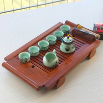 Flowers Pear Wood Tea Tray Home Wedding Tea Table Trays Drain Mini Red Wood Storage Drainage Brief About Delicate Solid Wood Tea Sea