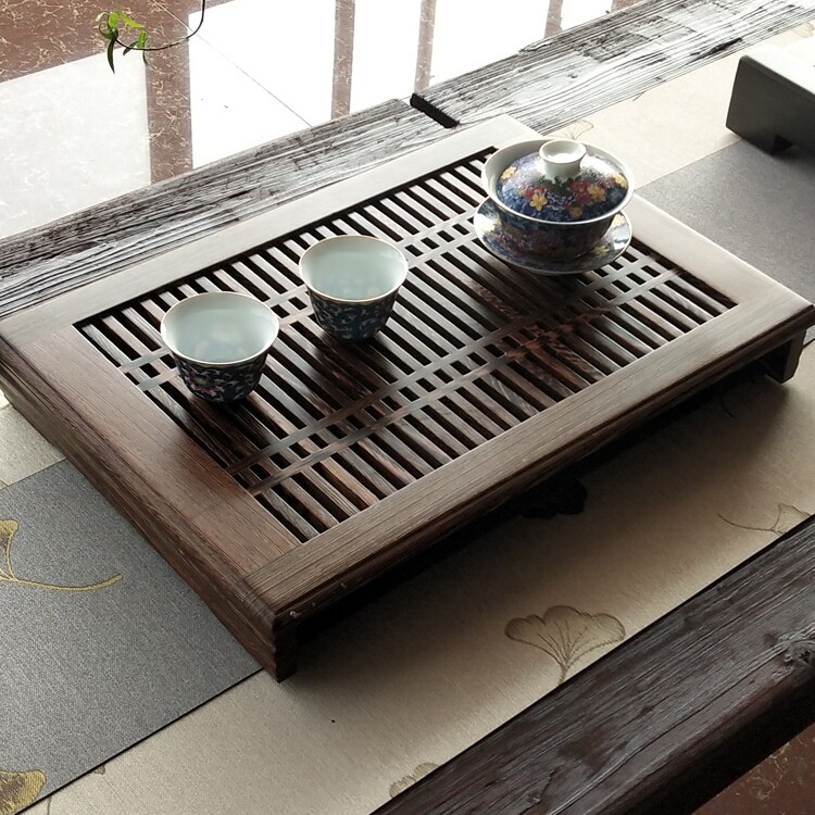 Small tea table one pair with household solid wood minimalist water storage drawer black sandalwood tea tray Kung Fu tea set tea tray