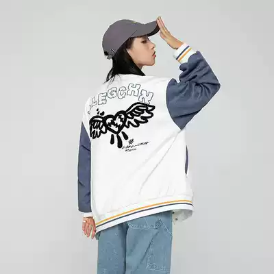NianLan American Tide Brand Letter Love Towel Embroidery Baseball Clothing Loose Top Men and Women Loose Coats