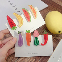 Cute sweet personality fruit and vegetable hairclip girl side clip ins Wind Korean Net red clip banghai clip