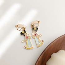 Mu Si small d creative personality cute Gege earrings cute funny earrings small earrings earrings