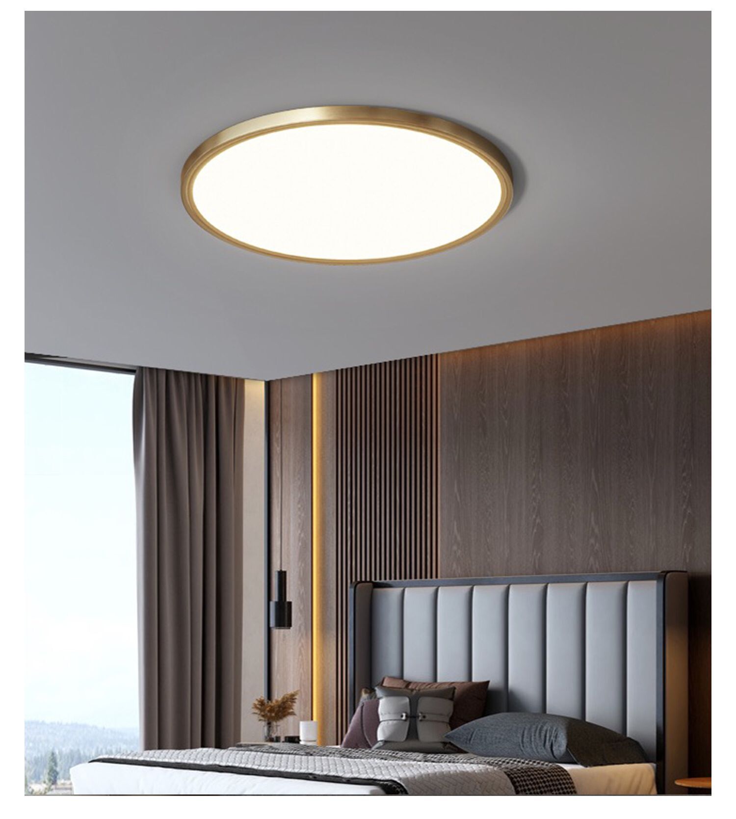 All copper led round study ceiling lamp modern minimalist balcony corridor room Nordic bedroom lamp ultra-thin