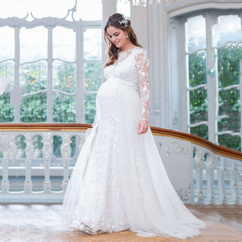 New products to sell European and American embroidered pregnant dress pregnant dress pregnant sexy long dress building photography beauty dress dress